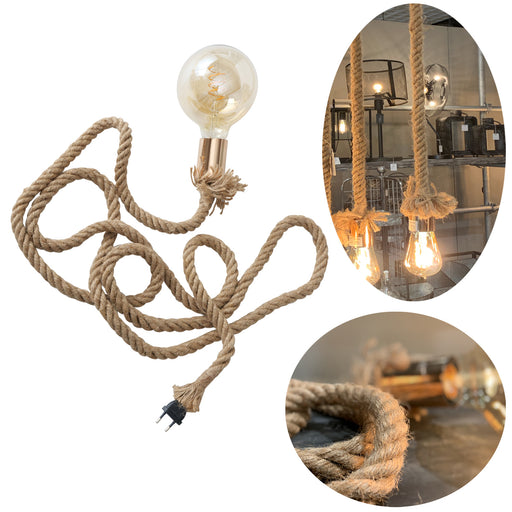 KI-generiertes Bild Tischlampe Hänge-Lampe Tau Sisal 300cm Seil-Lampe Pendel-Leuchte