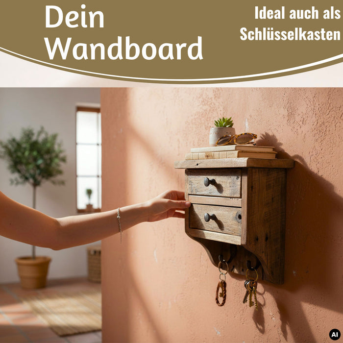 KI-generiertes Bild,Vintage Küchenregal 25cm hängend Schubladenregal Wandregal Wandboard