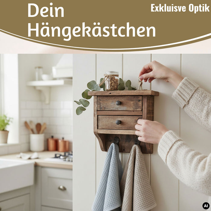 KI-generiertes Bild,Vintage Küchenregal 25cm hängend Schubladenregal Wandregal Wandboard