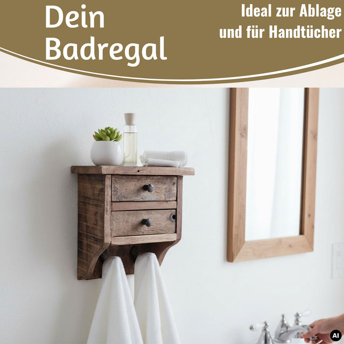 KI-generiertes Bild,Vintage Küchenregal 25cm hängend Schubladenregal Wandregal Wandboard