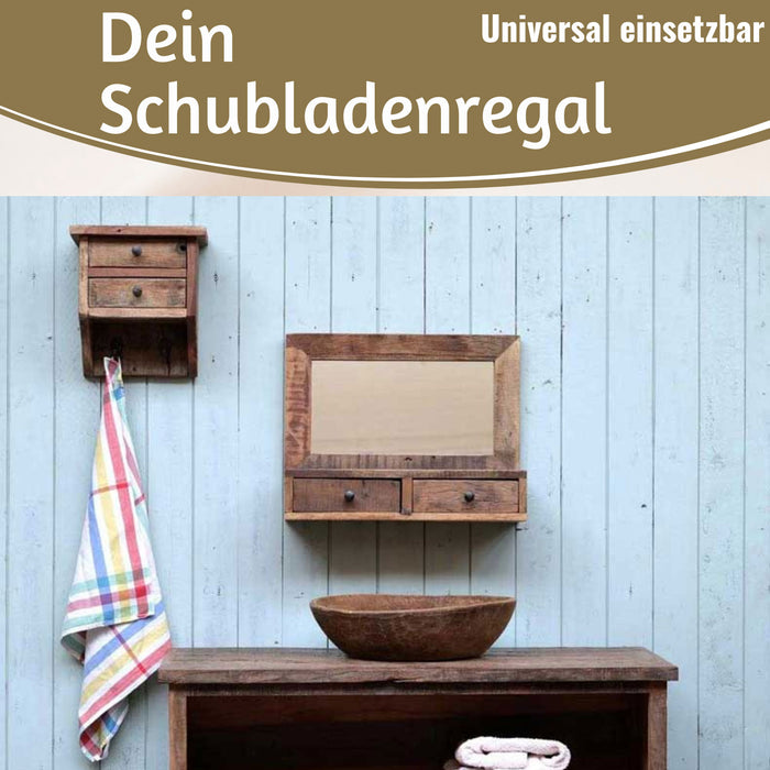 KI-generiertes Bild,Vintage Küchenregal 25cm hängend Schubladenregal Wandregal Wandboard