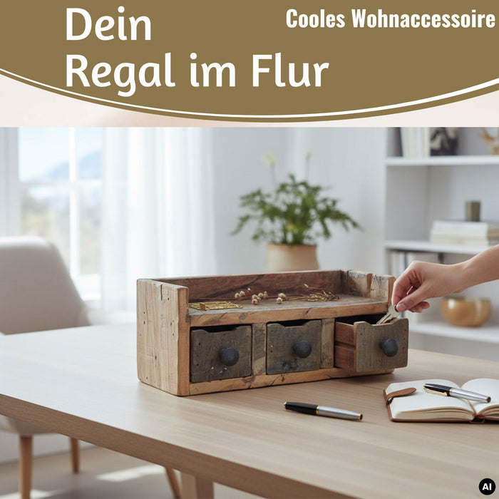KI-generiertes Bild,Vintage Küchenregal 35cm hängend Gewürzregal Schubladenregal Wandregal Wandboard