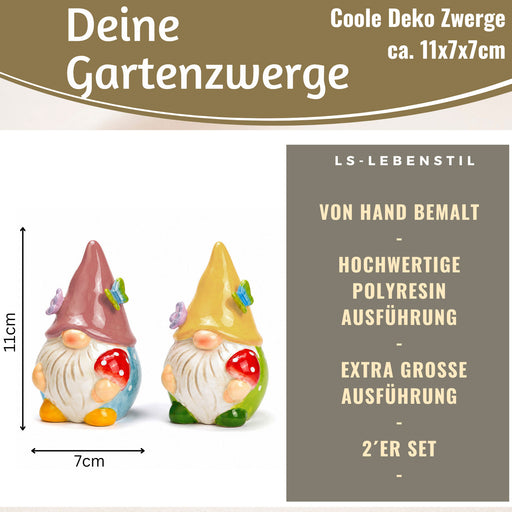 KI-generiertes Bild 2x Deko Figuren Wichtel Set 11cm Gartenwichtel Gartenzwerg Garten Objekt