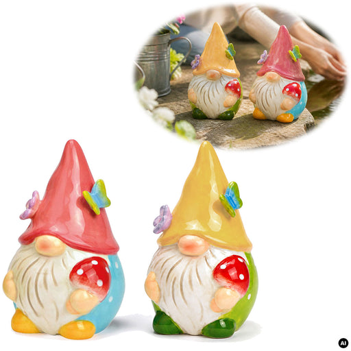 KI-generiertes Bild 2x Deko Figuren Wichtel Set 11cm Gartenwichtel Gartenzwerg Garten Objekt