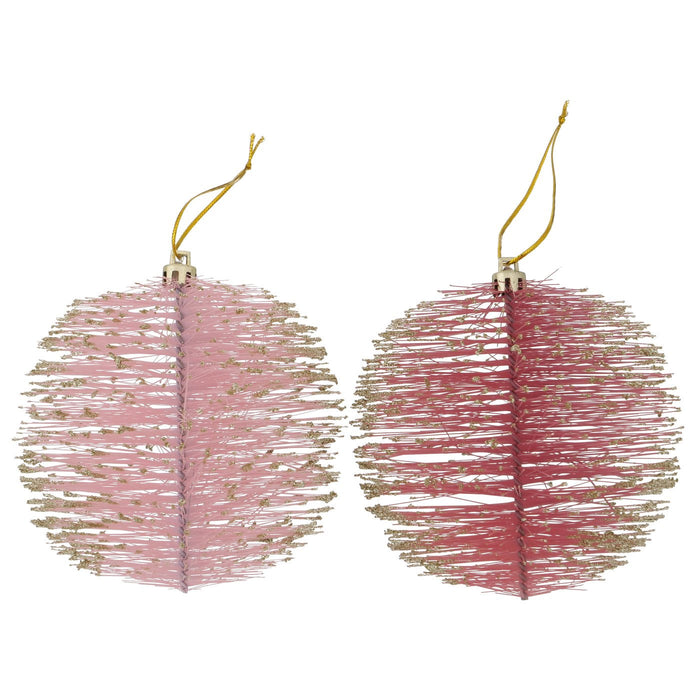 KI-generiertes Bild 2x Deko-Kugel Rosa Gold 11cm Dekohänger Weihnachten Christbaumschmuck