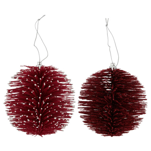 KI-generiertes Bild 2x Deko-Kugel Rot Weiß 11cm Dekohänger Weihnachten Christbaumschmuck
