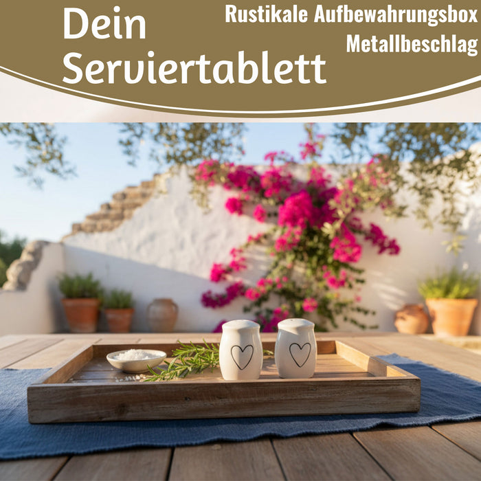 KI-generiertes Bild,Vintage Holz Serviertablett Unika 46x30cm Braun Tablett Küchentablett Ib Laursen