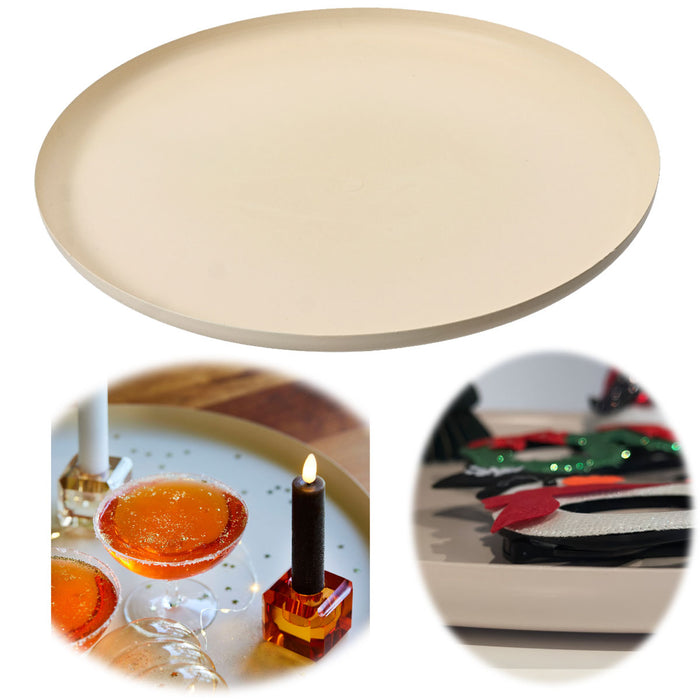 KI-generiertes Bild Metall Deko Tablett Rund Ø42cm Beige Sand Dekoteller Kerzentablett Servierteller