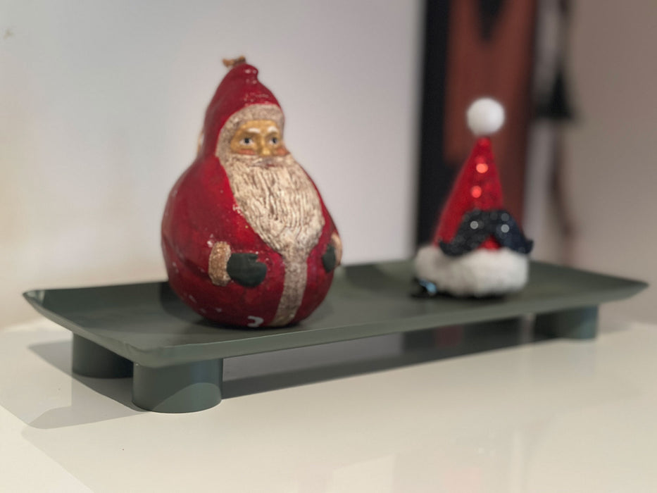 KI-generiertes Bild,Metall Deko Tablett 34x13cm Grün Rechteck Füße Kerzentablett Servierteller