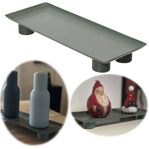 KI-generiertes Bild Metall Deko Tablett 34x13cm Grün Rechteck Füße Kerzentablett Servierteller
