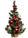 KI-generiertes Bild,Deko Weihnachtsbaum 60cm Grün Rot geschmückt Sockel Tannenbaum Tisch Dekoration