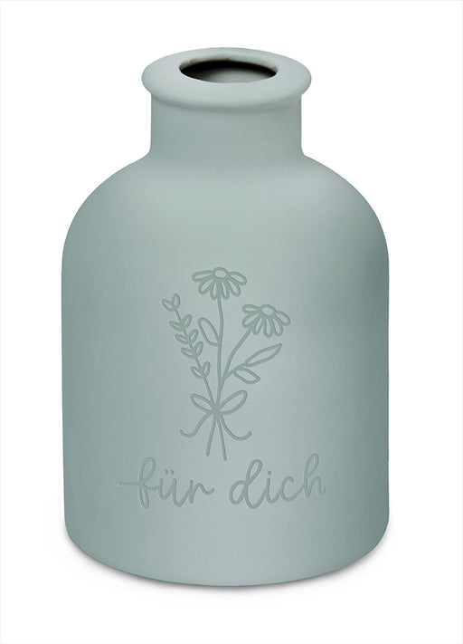 KI-generiertes Bild,Design Tischvase Blumenvase Mint "Für Dich" Deko Väschen Kerzenständer