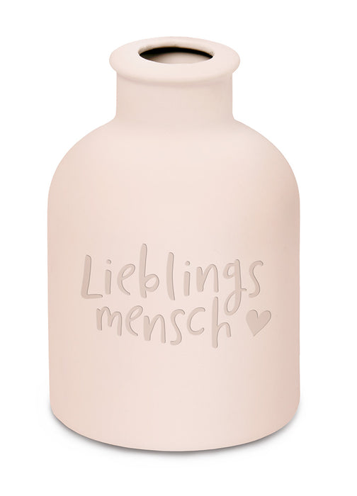 KI-generiertes Bild,Design Tischvase Blumenvase Rosa "Lieblingsmensch" Deko Väschen Kerzenständer