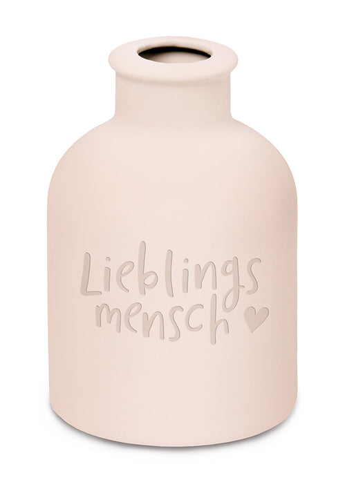 KI-generiertes Bild,Design Tischvase Blumenvase Rosa "Lieblingsmensch" Deko Väschen Kerzenständer