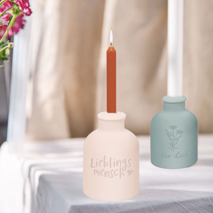 KI-generiertes Bild,Design Tischvase Blumenvase Rosa "Lieblingsmensch" Deko Väschen Kerzenständer