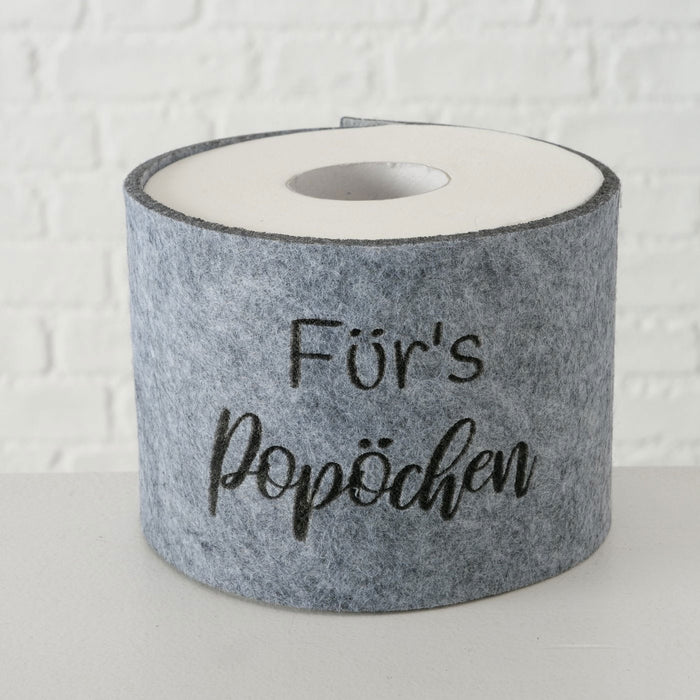 KI-generiertes Bild,Toilettenpapier Banderole fürs Popöchen Filz Klohut Husse Klopapier Klorollen