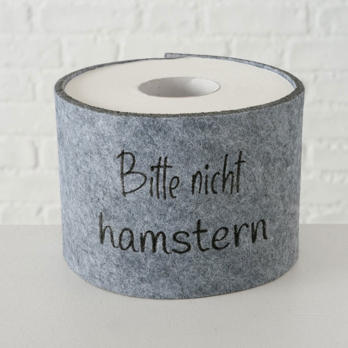 KI-generiertes Bild,Toilettenpapier Banderole nicht hamstern Filz Klohut Husse Klopapier Klorolle