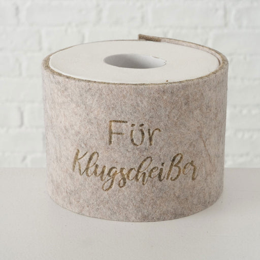 KI-generiertes Bild,Toilettenpapier Banderole für Klugscheißer Filz Klohut Husse Klopapier Klorollen