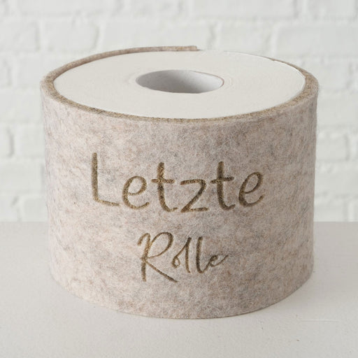 KI-generiertes Bild,Toilettenpapier Banderole letzte Rolle Filz Klohut Husse Klopapier Klorolle