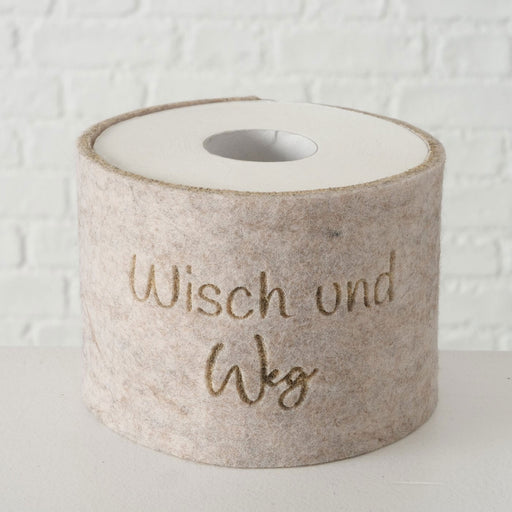 KI-generiertes Bild,Toilettenpapier Banderole Wisch und Weg Filz Klohut Husse Klopapier Klorollen