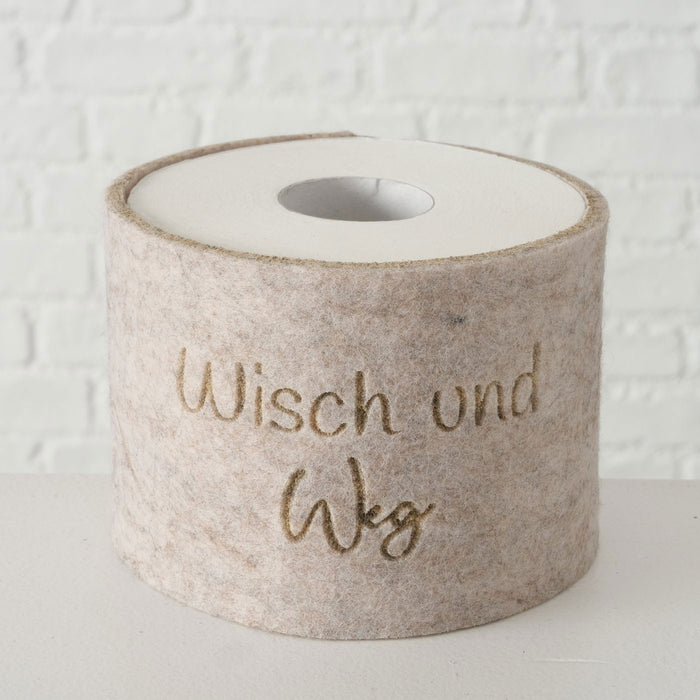 KI-generiertes Bild,Toilettenpapier Banderole Wisch und Weg Filz Klohut Husse Klopapier Klorollen
