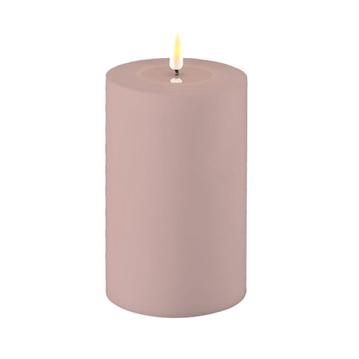 KI-generiertes Bild,Outdoor Real Flame 3D LED Stumpenkerze 15x10cm Rosa Echtwachs flackernde Kerze