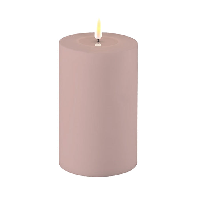 KI-generiertes Bild,Outdoor Real Flame 3D LED Stumpenkerze 15x10cm Rosa Echtwachs flackernde Kerze
