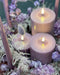 KI-generiertes Bild,Outdoor Real Flame 3D LED Stumpenkerze 15x10cm Rosa Echtwachs flackernde Kerze