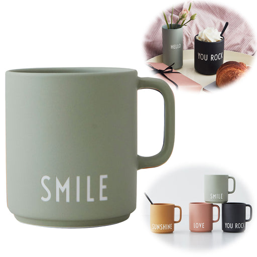 KI-generiertes Bild AJ Porzellan Kaffeebecher Smile Grün Design Letters Henkel Kaffeetasse Deko Becher