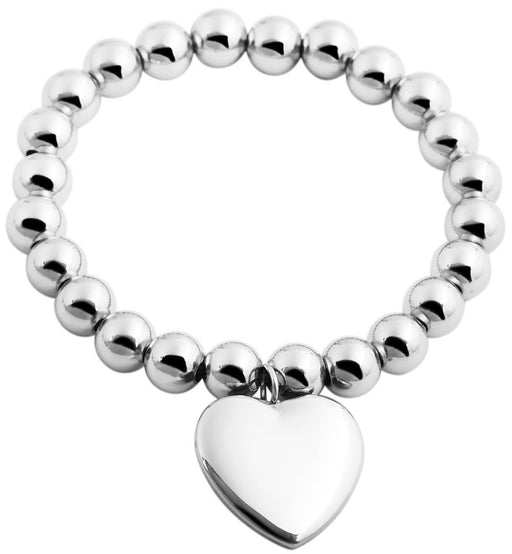 KI-generiertes Bild,Elegantes Damen Kugelarmband 17cm Paris mit Herz Edelstahl Silber elastisch