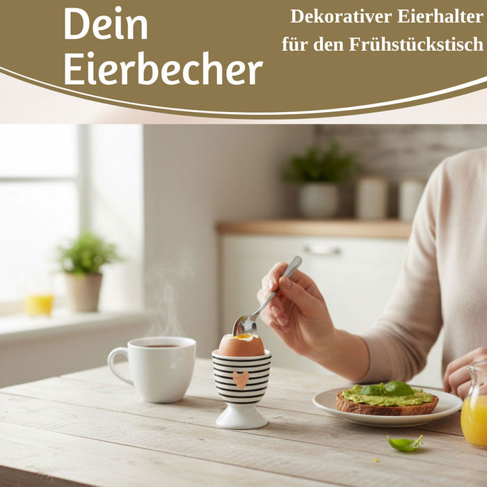 KI-generiertes Bild,Eierbecher Echt-Gold Motiv "Herz Gold" Schwarz Weiß Gute Laune Eierhalter