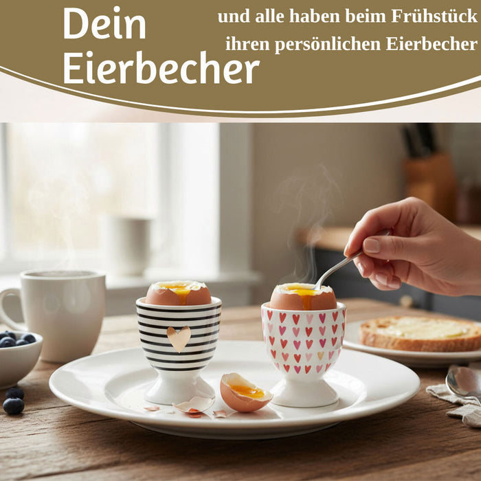 KI-generiertes Bild,Eierbecher Echt-Gold Motiv "Herz Gold" Schwarz Weiß Gute Laune Eierhalter