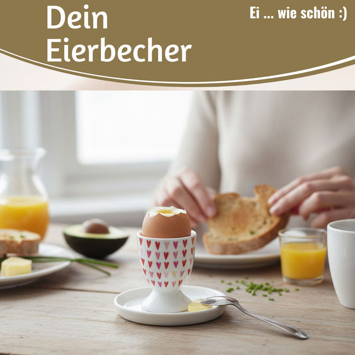 KI-generiertes Bild,Eierbecher Echt-Gold Motiv "Herzen / Liebe" Gute Laune Eierhalter