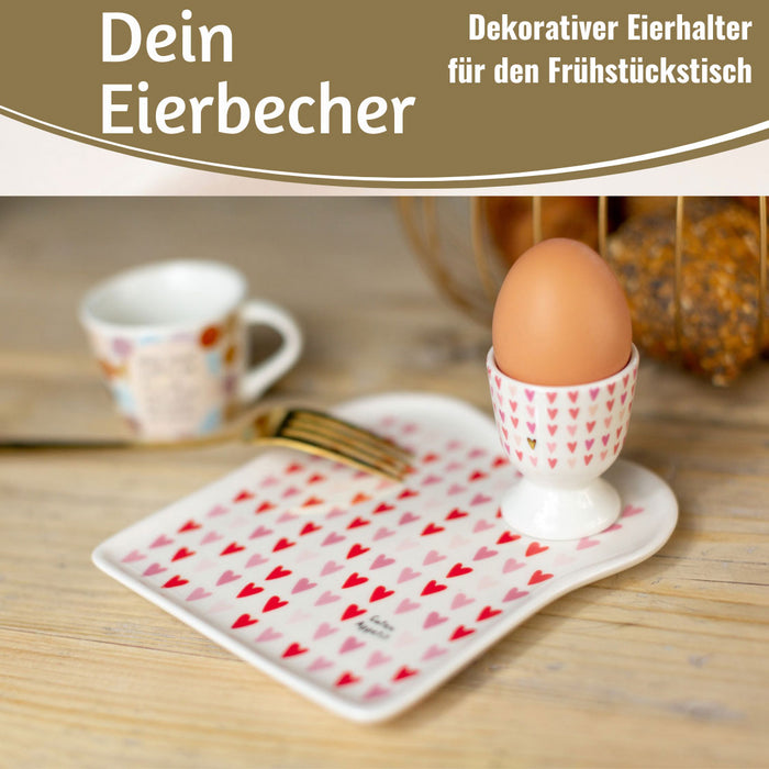 KI-generiertes Bild,Eierbecher Echt-Gold Motiv "Herzen / Liebe" Gute Laune Eierhalter