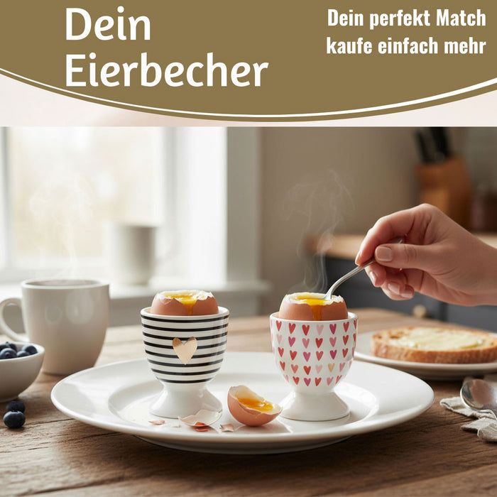 KI-generiertes Bild,Eierbecher Echt-Gold Motiv "Herzen / Liebe" Gute Laune Eierhalter