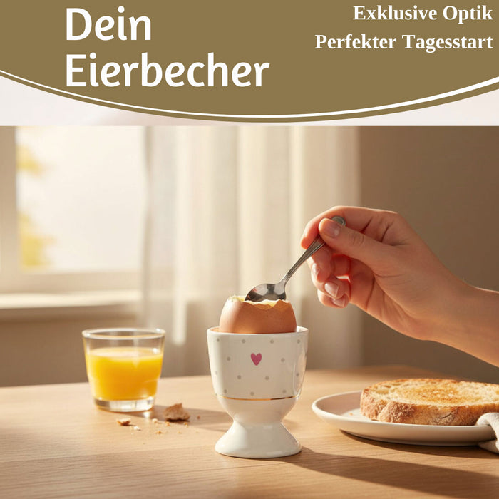 KI-generiertes Bild,Eierbecher Echt-Gold Motiv "Herz mit Punkten" Gute Laune Eierhalter