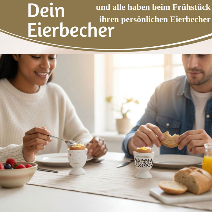KI-generiertes Bild,Eierbecher Echt-Gold Motiv "Herz mit Punkten" Gute Laune Eierhalter