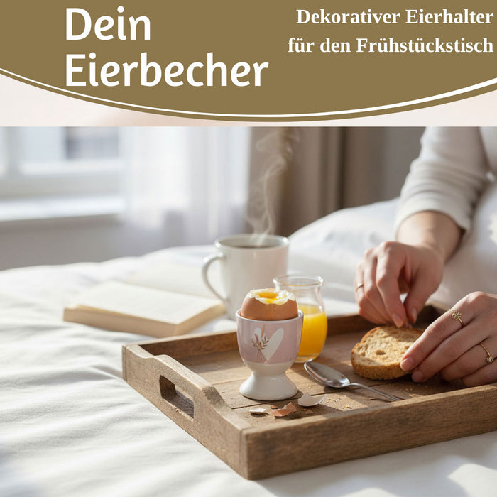 KI-generiertes Bild,Eierbecher Echt-Gold Motiv "Herz mit Strauß" Gute Laune Eierhalter