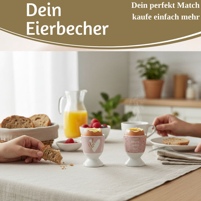 KI-generiertes Bild,Eierbecher Echt-Gold Motiv "Herz mit Strauß" Gute Laune Eierhalter