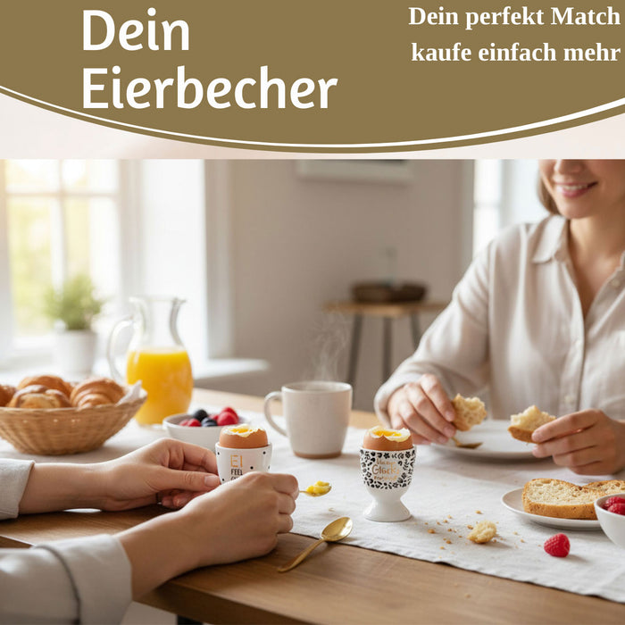 KI-generiertes Bild,Eierbecher Echt-Gold Spruch "EI FEEL GOOD" Gute Laune Eierhalter