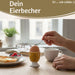 KI-generiertes Bild,Eierbecher Echt-Gold Spruch "Zeit für Dinge glücklich" Gute Laune Eierhalter