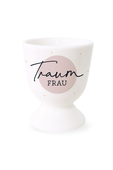 KI-generiertes Bild Echt-Gold Eierbecher Spruch "Traumfrau" Gute Laune Eierhalter