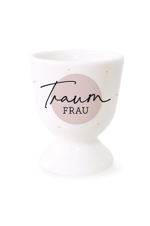 KI-generiertes Bild Echt-Gold Eierbecher Spruch "Traumfrau" Gute Laune Eierhalter