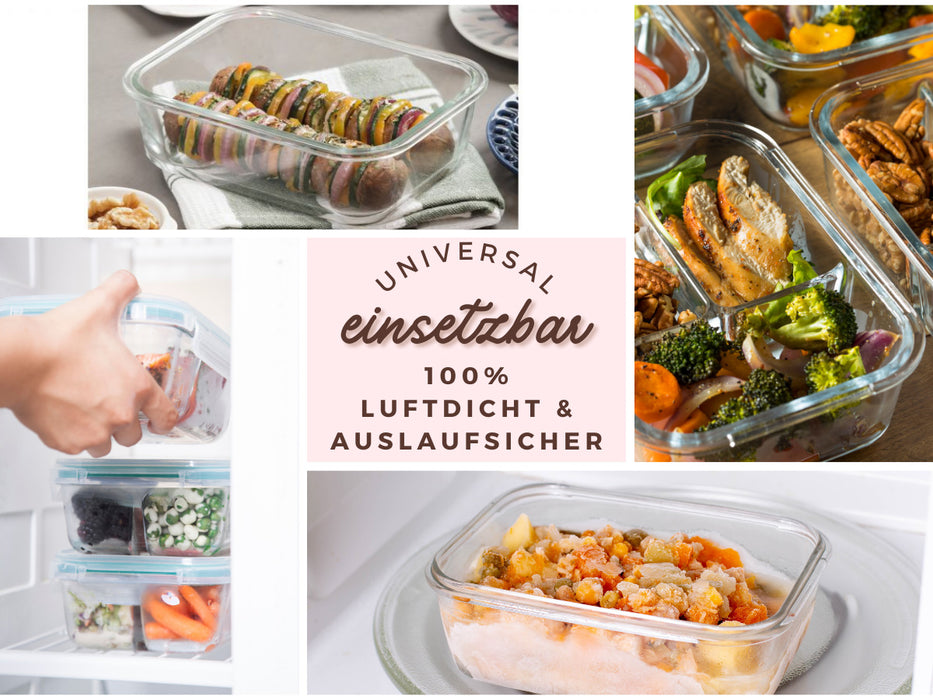 KI-generiertes Bild,Glas Frischhaltedose Cook & Lock 630ml mit Deckel Lebensmittel Mikrowelle Gefrierbox