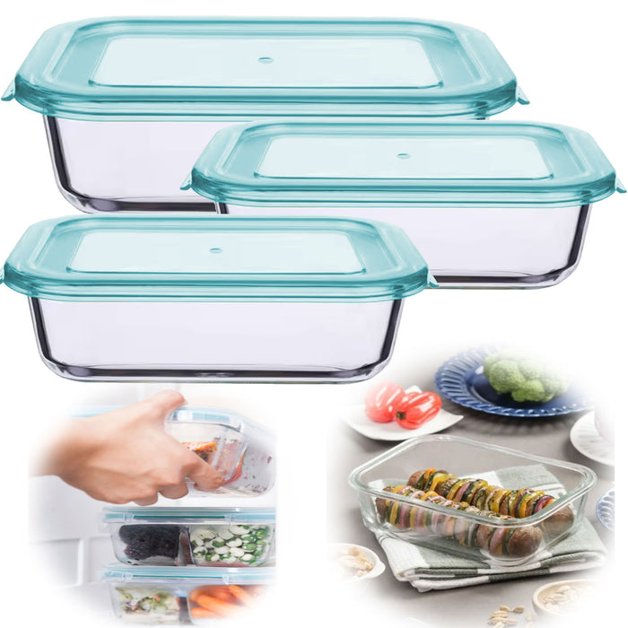 KI-generiertes Bild Glas Frischhaltedose Cook & Lock 3´er Set mit Deckel Lebensmittel Mikrowelle Gefrierbox