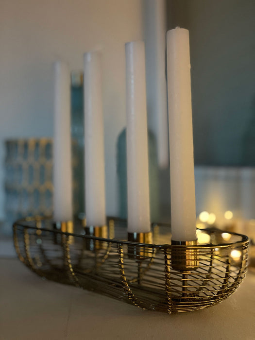 KI-generiertes Bild,Kerzenständer 28cm Gold 4-fach Stabkerzen Kerzenhalter Kerzenleiste Kerzentablett