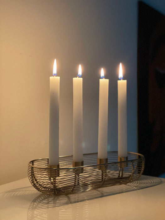 KI-generiertes Bild,Kerzenständer 28cm Gold 4-fach Stabkerzen Kerzenhalter Kerzenleiste Kerzentablett