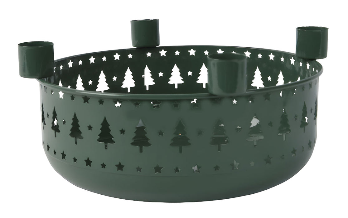 KI-generiertes Bild,Kerzenschale Metall 23cm Rund Grün Dunkel Stabkerzen Kerzenständer Kerzenleiste