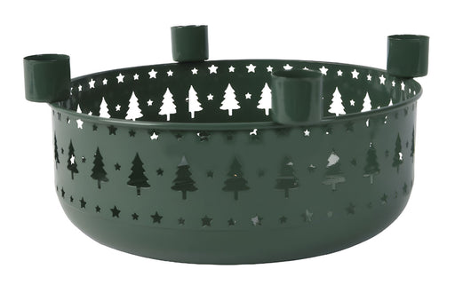 KI-generiertes Bild,Kerzenschale Metall 23cm Rund Grün Dunkel Stabkerzen Kerzenständer Kerzenleiste