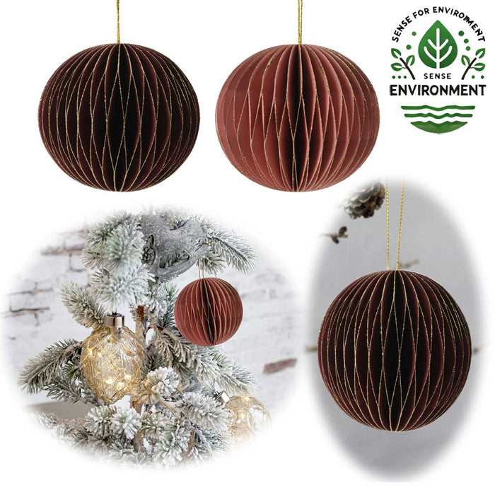 KI-generiertes Bild 2x Wabenball Alt-Rosa Bordeaux 6cm Papierkugel Honeycomb Deko Party Weihnachten